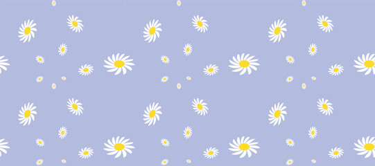 Daisy Flower Seamless Pattern. Vintage Tender Cute Floral. Hand Drawn Fabric, Gift Wrap, Wall Art Design. Eps10.