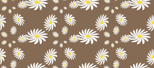 Vintage Daisy Pattern Printable. Modern Seamless Pattern Background Granny Style. Patchwork Flowers.