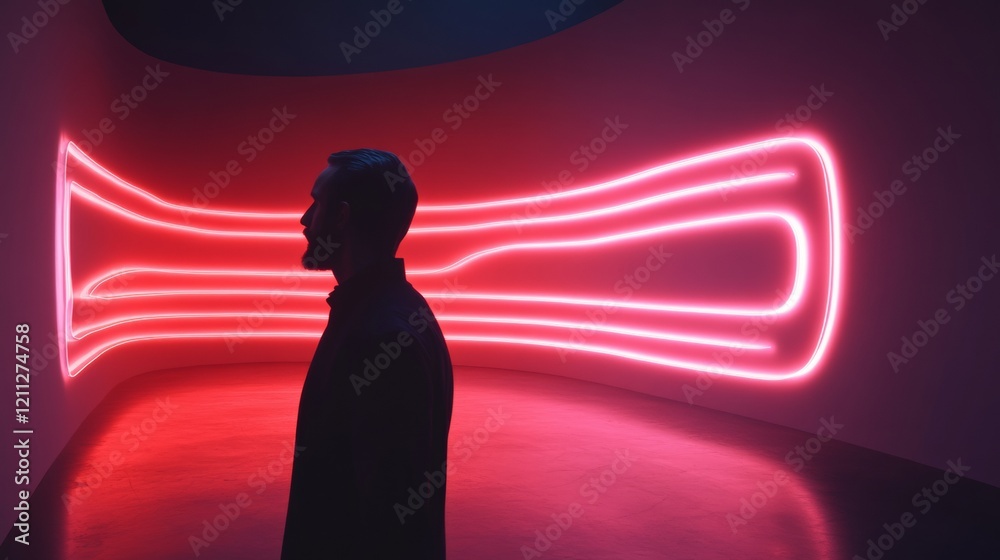 Poster futuristic light installations dynamic neon corridor for immersive art exhibitions - interactive dig