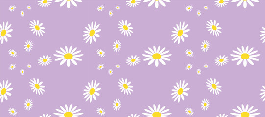 Vintage Daisy Pattern Drawing. Modern Floral Print With White Flowers. Background for Trendy Fabrics, Wallpapers.