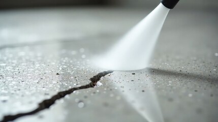 High-pressure water jet cleaning a fractured surface