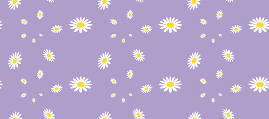 Daisy Flower Seamless Pattern. Bloom Seamless Pattern Background Granny Style. Patchwork Flowers.