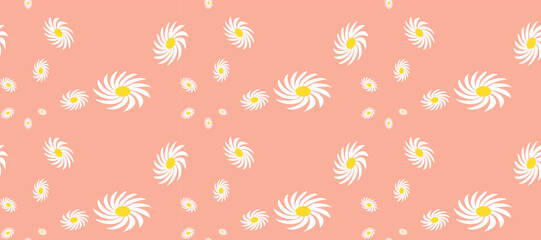 Vintage Daisy Flower Pattern. Bloom Tender Cute Floral. Hand Drawn Fabric, Gift Wrap, Wall Art Design. Eps10.