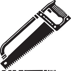 Black Color Hacksaw Silhouette Vector Illustration, Solid White Background. minimal vector design
