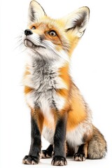 A graceful fox standing elegantly, isolate on white background, highlighting its striking features.