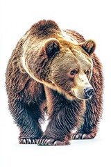 Fototapeta premium A majestic brown bear standing proudly, isolate on white background, showcasing its strength.