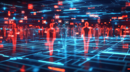 a futuristic digital network, representing