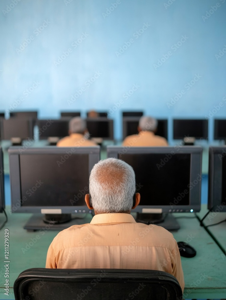 Aufkleber streamlined e-recruitment hub modern indian government office with advanced computers enhanced publi