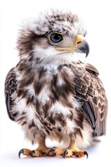 Fototapeta premium A baby eagle, isolate on white background, with fluffy feathers and a curious gaze.