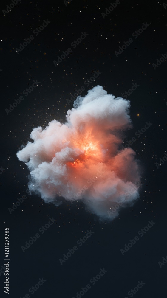 Poster celestial artwork red-gold supernova explosion in deep space - modern astrophysics visuals for tech 