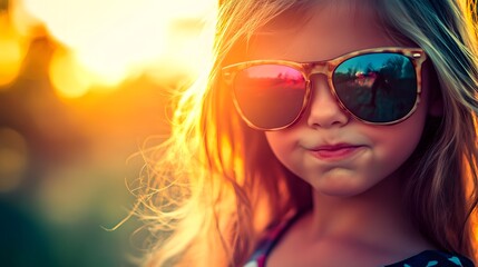 Cute girl in sunglasses making a funny face, radiating playful energy and vibrant charm