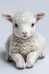 A baby sheep, isolate on white background, with soft wool and an adorable expression.