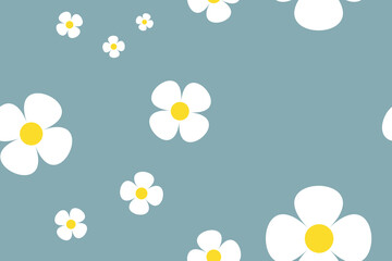 Obraz premium Blossom Daisy Pattern Drawing. Retro Charming Daisy Pattern on a Serene Background Creates a Cheerful