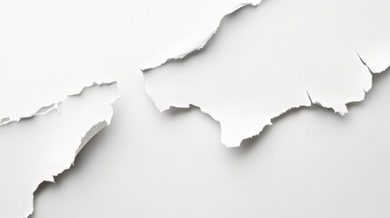 Fototapeta premium Torn white paper on white background
