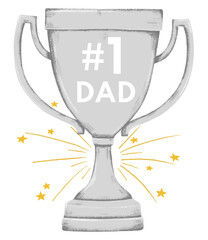 Father's day png celebration sticker, #1 dad trophy illustration, transparent background