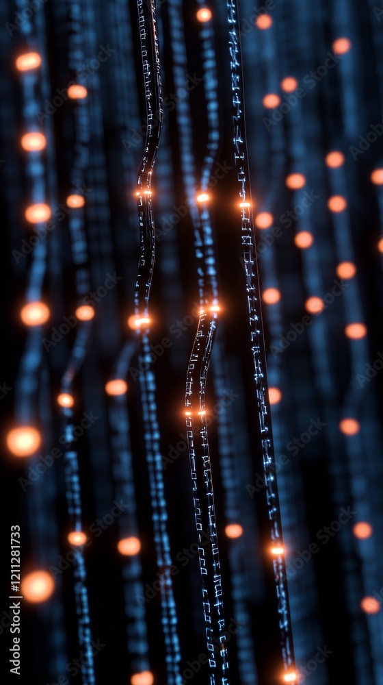 Fototapete Cyber Aesthetic Glowing Data Streams on Software Code Interface - Commercial Tech Branding for Innovative Programming and Digital Transformation
