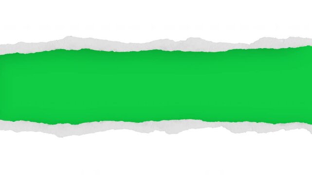 Animation stock video of paper is torn over green screen background suitable for message, and video Transitions . alpha channel only 4k.