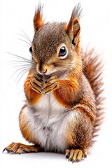 Obraz premium A squirrel standing proudly, isolate on white background, showcasing its fluffy tail and curious expression.