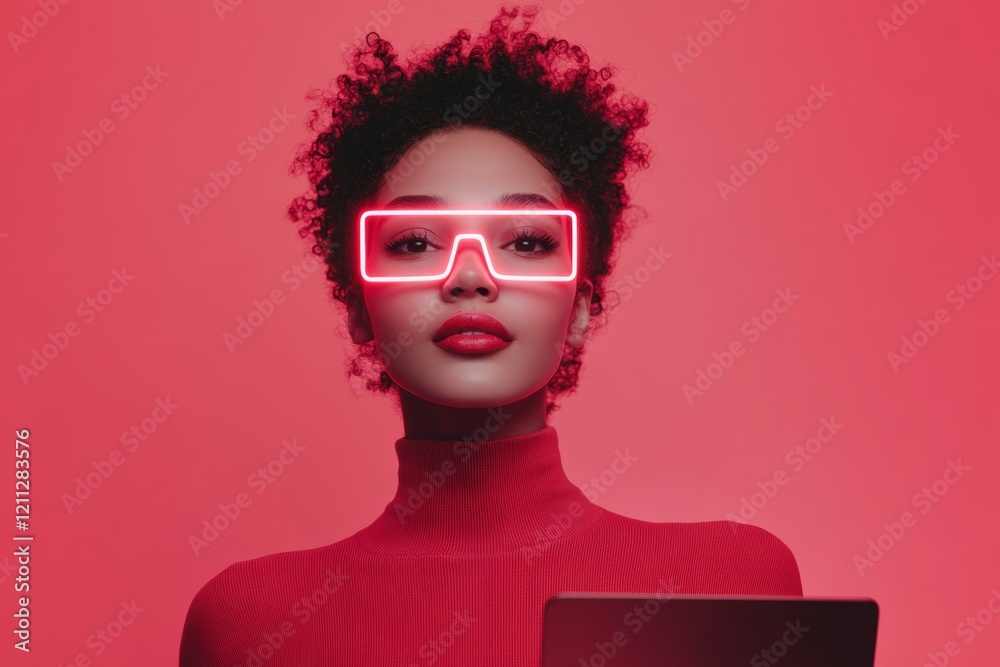 Aufkleber neon-chic future interactive virtual booth on hd display with gloss finish - tech and digital market
