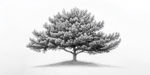 Fototapeta premium A detailed pencil sketch of a solitary pine tree
