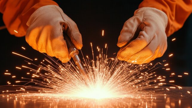 Industrial Craftsmanship Focus Skilled Indian Male with Welding Torch and Safety Gear in Training - Modern Vocational Education for Metalwork Efficiency and Workplace Safety