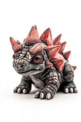 Fototapeta premium A baby Stegosaurus, isolate on white background, showcasing its adorable features and playful demeanor.