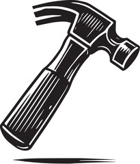 Black Color Hammer Silhouette Vector Illustration, Solid White Background. minimal vector design