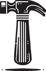 Black Color Hammer Silhouette Vector Illustration, Solid White Background. minimal vector design