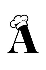 Letter A with chef hat logo design, Creative logo featuring the letter A wearing a chef hat, symbolizing culinary arts, restaurants, and professional cooking concepts.

