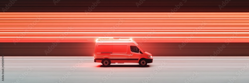 Poster dynamic emergency response sleek ambulance in motion with vibrant led lights - precision transport e