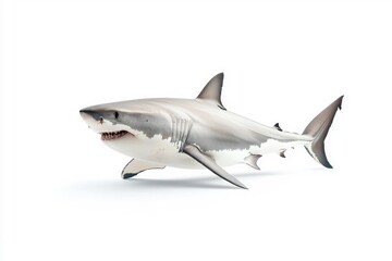 Obraz premium A shark isolate on white background, showcasing its powerful form and sleek design.