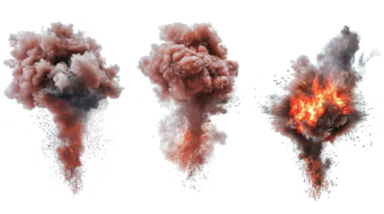 Explosive Fire and Smoke on Transparent Background Generative AI