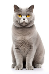 cute grey british short hair cat isolated on white background