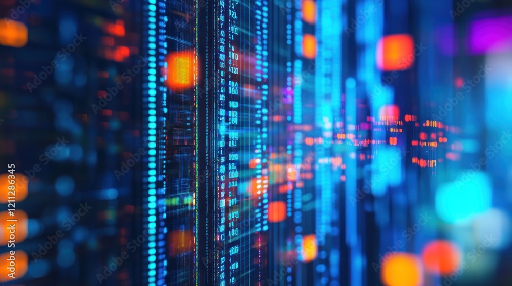 Wall mural abstract data stream: server room visualization