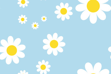 Blossom Daisy Flower Pattern. Bloom Floral Print With White Flowers. Background for Trendy Fabrics, Wallpapers.