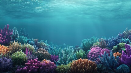 Obraz premium Vibrant Underwater Coral Reef Scene Ocean Life