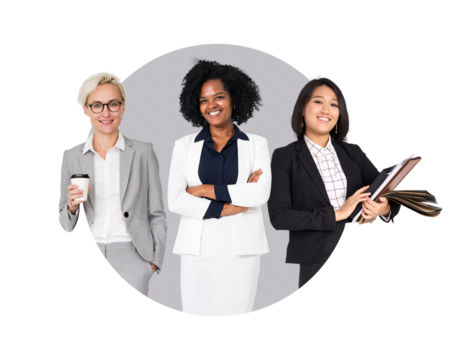 Successful businesswomen png badge sticker, transparent background