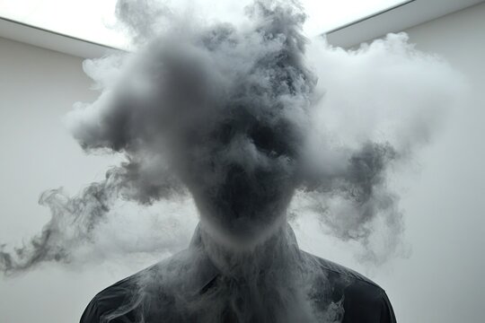 A unique representation of smoke and mirrors takes place indoors, where swirling smoke creates an enigmatic figure, blending illusion with artistry. The ambiance captures intrigue and creativity