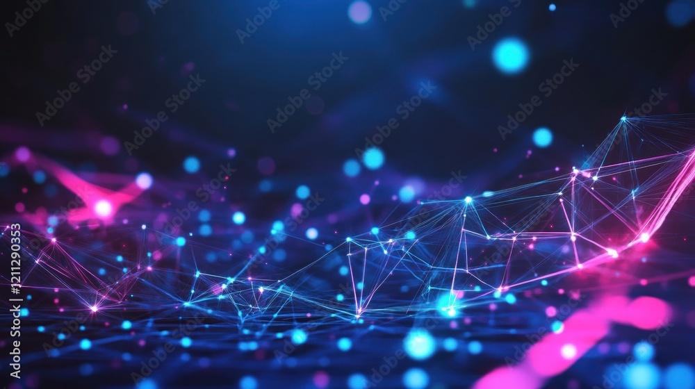 Wall mural abstract network digital data visualization