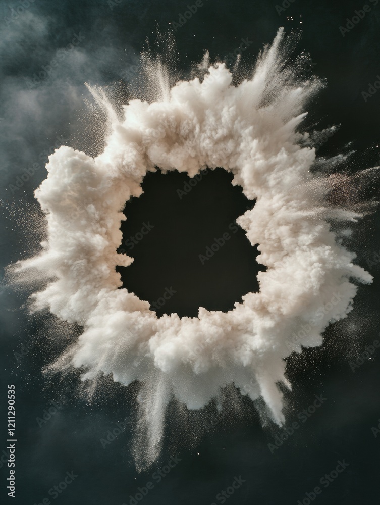 Aufkleber Impactful Visual Art in Astrophysics Dynamic Cloud Explosion with Textural Granules for Science Communication and Space Education Platforms