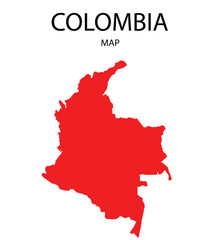 Colombia map in red color with trasparent background