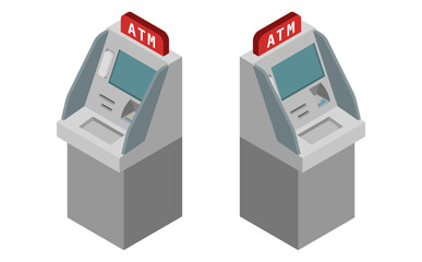 アイソメトリックイラスト：ATMマシン