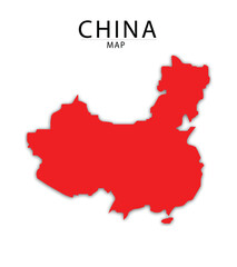 China map with red color with trasparent background