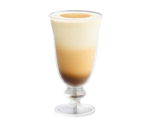 Milk Tea in a Transparent Cup A glass cup filled with milk tea, with layers of brown sugar syrup and