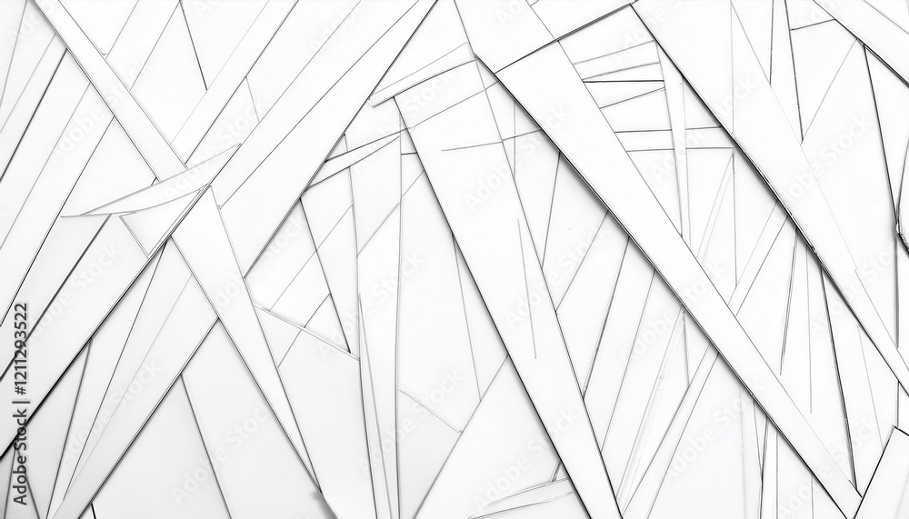 Poster abstract geometric glass mosaic with triangular and polygonal patterns, clean white background, mode