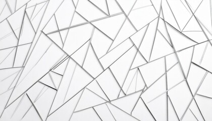 abstract geometric glass mosaic with triangular and polygonal patterns, clean white background, modern decorative design for wall art

