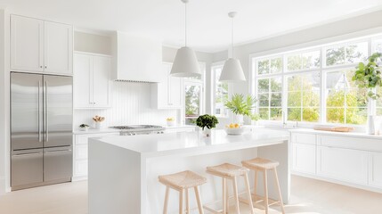 Fototapeta premium A beautifully restored colonial home with period-accurate finishes, updated plumbing, and electrical systems, offering modern comfort while maintaining historical integrity.