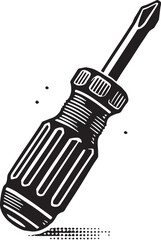 Black Color Screwdriver (Flathead) Silhouette Vector Illustration, Solid White Background. minimal vector design