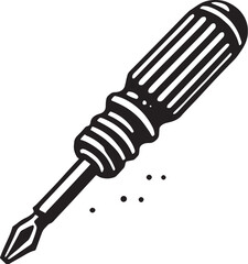 Black Color Screwdriver (Flathead) Silhouette Vector Illustration, Solid White Background. minimal vector design
