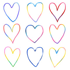 Heart png sticker in colorful color set